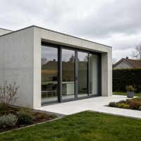 Porte coulissante en aluminium à rupture de pont thermique, cadre fin, double vitrage, verre à l'argon, design minimaliste, norme CE