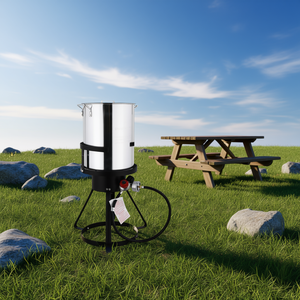 Outdoor <b>Cookware</b> Aluminum Fryer 13x32in Gas Stove Rack Tripod Stand Silver Without Pot Cover - Product Image 2