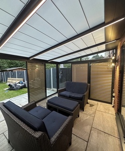Véranda en <span class=keywords><strong>aluminium</strong></span> à toit en pente moderne, écologique, à drainage rapide, étanche et isolée, de luxe pour villa, maison, extérieur, Royaume-Uni - Product Image 5