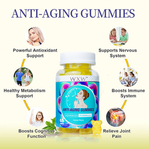 Gummies anti-âge et éclaircissantes WXW Stock, efficaces avec acide hyaluronique, glutathion, collagène, vitamines et antioxydants pour la beauté et le soin de la peau. - Product Image 3