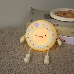 Zarif ev dekorasyon Donut gece lambası karikatür dokunmatik USB şarj bebek uyku başucu lambası