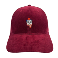 Linda Gorra de Béisbol de Pana con Bordado de Panda, Ajustable, Cálida, Unisex, para Niños, Otoño Invierno, Casual, para Exteriores
