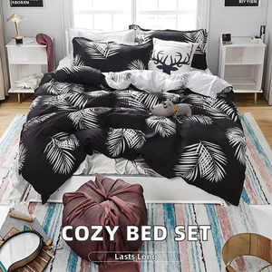 Juego de funda de edredón estampado cómodo y moderno con fundas de almohada, sábanas ajustadas de tamaño King, juego de cama de tres cuatro piezas para el hogar - Product Image 2