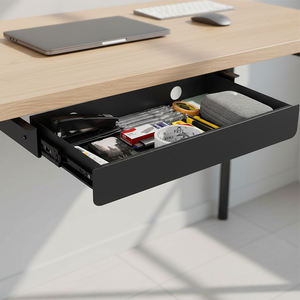 Cajón Bajo Escritorio JH-Mech con Gestión de <span class=keywords><strong>Cables</strong></span> <span class=keywords><strong>para</strong></span> Oficina en Casa, Montaje Colgante, Cajón Bajo Escritorio de Metal Negro - Product Image 1