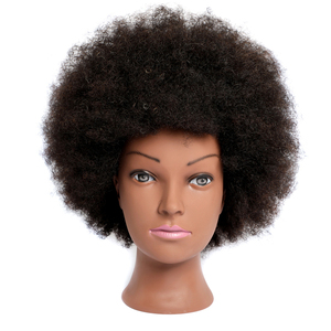 Cabeza de Maniquí Afro Profesional con Cabello 100% Humano para Prácticas de Trenzado, Muñeca de Cosmetología Afroamericana para Peluqueros - Product Image 1