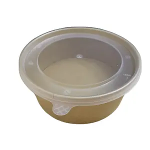 Disposable salad paper bowl with plastic lid