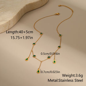 קיוטי pvd שיק זהב 18k נירוסטה שרשרת זרקון עמיד למים קריסטל שרשרת תליון עמיד למים קריסטלים - Product Image 5