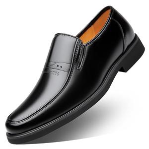 Men Leather Loafers Round Toe Slip-On Office Career Dress <b>Shoes</b> <b>Height</b> <b>Increasing</b> Autumn Solid Color Rubber Outsole - Product Image 2