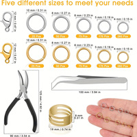 Set combinado de 12 compartimentos de accesorios de joyería electrochapados más vendidos: anillas de unión, anillas cerradas, cierres de langosta y más