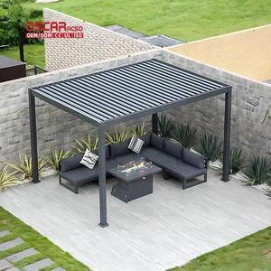 Pérgola de Aluminio con Luces LED y Puerta <span class=keywords><strong>Corredera</strong></span> de Vidrio, Pérgola Retráctil para Jardín, Patio Trasero y Piscina - Product Image 1