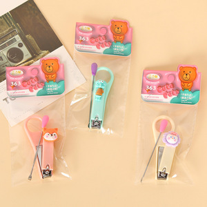 Ensemble de coupe-ongles et cure-oreilles Autonomy Cartoon pour enfant, en plastique et acier inoxydable, non toxique, outil de manucure à embout plat - Product Image 3