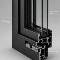 Porte coulissante moderne en aluminium noir, double vitrage, cadre fin, norme nord-américaine, pour maison et patio