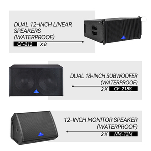 Sistema de Altavoces Line Array CHORDIO CF212 Doble de 12 Pulgadas, Resistente al Agua, para Conciertos al Aire Libre y Eventos en Vivo - Product Image 4