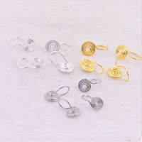 Ensembles de bijoux en gros Style minimaliste 18k or laiton matériel torsadé anneaux rotatifs spirale Clip sur boucles d'oreilles bijoux