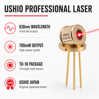 Diodes laser industrielles 638 nm 700 mW rouges haute puissance USHIO 2,2 V, boîtier TO-18 pour systèmes d'éclairage de divertissement