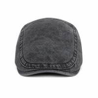 Casquette plate en sergé de coton lavé personnalisée, style vintage Ivy Newsboy, rétro, casquette de chauffeur bec de canard, unisexe, avec sangles latérales ajustables