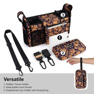 Sac de rangement pour poussette en nylon personnalisé, fabriqué en usine BSCI, avec porte-gobelet isotherme, universel pour poussette de bébé - Product Image 6