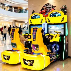 Machine de jeu d'arcade de course de luxe à écran 32 pouces pour deux joueurs, simulateur de conduite de voitures de course Outrun, à monnayeur et connectée - Product Image 3