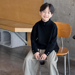 <span class=keywords><strong>Pull</strong></span> pour garçon, printemps automne 2026, style coréen, tricot de base, chemise en tricot pour enfants, col rabattable pour garçon - Product Image 1