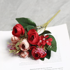 Bouquet di Fiori Artificiali in Stile Europeo, Rose Artificiali in Seta, Piccoli Mazzi di Fiori per Decorazioni Matrimoniali ed Eventi - Product Image 6