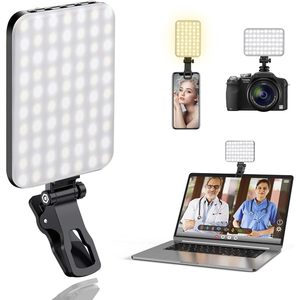 Lampe à selfie portable Altson 60 LED rechargeable, autonomie de la batterie 2200 mAh, 2,5 heures, CRI 97+, clip pour caméra de visioconférence - Product Image 1