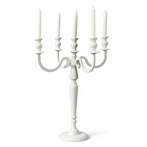 White Five-Arm Candelabra <b>Tapered</b> <b>Candle</b> Holder for Home Decoration Wedding Decorative - Product Image 1