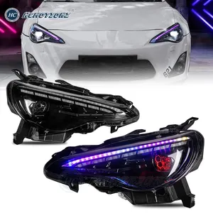 HCMOTIONZ RGB farlar fit SCION FR-S fit Subaru BRZ 2013-2021 kırmızı şeytan gözler animasyon LED araba ön lambaları ile Toyota 86 için