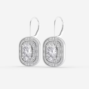 Boucles d'oreilles vintage à double halo en diamant ovale cultivé en laboratoire de 5 3/4 carats pour femmes, bijoux élégants et luxueux pour mariage - Product Image 4