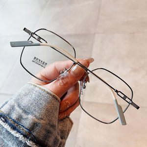 Montures de lunettes métalliques carrées D O2-22025, monture intégrale, verres PC anti-lumière bleue, design rétro unisexe - Product Image 3