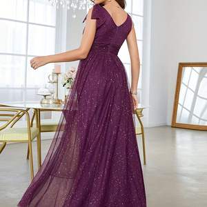 2025 מודרני פס זהב נצנצים בד זהב נצנצים בד ורוד אורך קשת קשת שמלות ערב שמלות ערב שמלות ערב שמלות נשף - Product Image 3