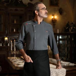 高品質シェフ制服料理服シェフ制服白/黒/グレー/ブルーモダンレストラン制服クールFabric-4L8405 - Product Image 4