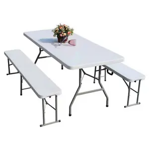 Vente en gros en usine Table blanche simple Table pliable Bureau portable en HDPE pour le bureau