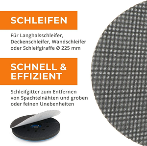 จัดส่งภายใน24ชั่วโมง-25ชิ้นแผ่นขัดซิลิกอนคาร์ไบด์ตะขอและห่วง225มม. drywall 40 -220 # - Product Image 3
