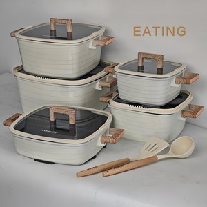 थोक इंडक्शन पॉट कुकवेयर सेट आधुनिक मल्टी लेयर 15 पीसी एल्यूमीनियम मिश्र धातु गैर-स्टिक कुकवेयर सेट - Product Image 1