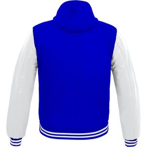 เสื้อแจ็คเก็ตวาร์ซิตี้สำหรับผู้หญิง แขนหนังแท้ ผสมขนสัตว์  แบบ Letterman สีน้ำเงิน - Product Image 2