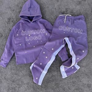 Pantalones Deportivos Casuales para Hombre de Alta Calidad, con Estampado Gráfico en la Mitad, Pierna Acampanada, Cordón Ajustable, 100% Algodón Transpirable - Product Image 1