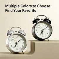 Réveil silencieux en métal sans tic-tac avec veilleuse, son clair et fort, pour enfants, horloge numérique à quartz classique à double cloche pour bureau