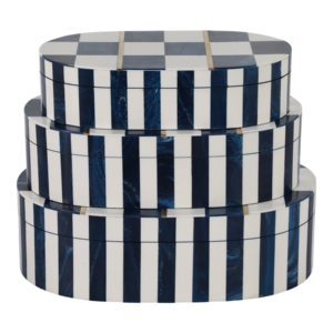 Juego de Cajas Decorativas Ovaladas a Cuadros, Modernas Cajas de Almacenamiento de Resina y Madera con Tapas para Joyería y Decoración del Hogar - Product Image 5