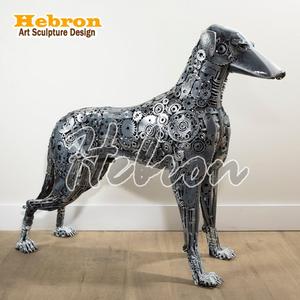 Sculpture d'art en métal recyclé, sur mesure, prix usine, pour extérieur et jardin, taille réelle, motif bouledogue, thème croix, soudée - Product Image 5