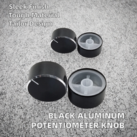 Tapa de Perilla de Amplificador de Volumen de Metal Negro Liso Personalizada de 26*14MM, Eje de Flor de 6MM, Mecanizado CNC para Aleación de Aluminio