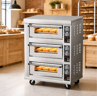Four à pâtisserie électrique professionnel à 3 niveaux et 6 plateaux, avec une large plage de température allant jusqu'à 400 °C, pour les pizzerias, les boulangeries et les restaurants commerciaux
