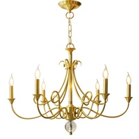Lustre LED haut de gamme en cuivre massif, style français et américain, pour salon, design simple, bronze antique, 3500K, lumière chaude