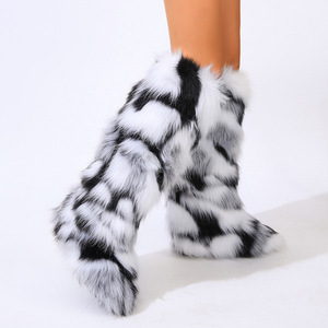 2023 all'ingrosso Boots Mujer personalizzato in finta pelliccia stivali alti al ginocchio da <span class=keywords><strong>donna</strong></span> stivali da neve invernali stile occidentale piattaforma luce calda alla moda - Product Image 6