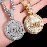 Chaînes pour hommes VEROMCA Hip Hop personnalisées, avec lettres circulaires rotatives, combinaison de lettres, en laiton et zircon, plaqué or 18 carats, pour anniversaire