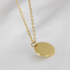 Simple Round 18K Gold Pendant <b>Necklace</b> For Daily Wear Gift Jewelry - Product Image 1