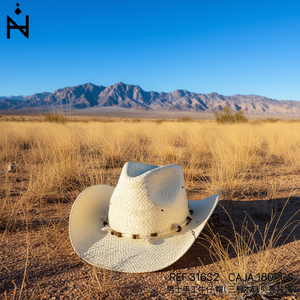 Chapeau de cowboy artisanal pour homme Angelina, 58-60 cm, décoration de perles en bois, décontracté, printemps-été - Product Image 2