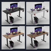 Bureau professionnel motorisé à hauteur réglable, cadre en acier en forme de T, double crochet pour un espace de travail moderne