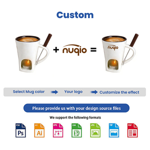 Tasse à chocolat chaud en céramique très populaire, tasse à café créative avec fourchette pour faire fondre le <span class=keywords><strong>fromage</strong></span> et le chocolat, tasse unique pour aliments - Product Image 6
