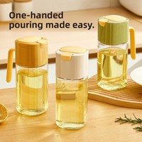 Bouteille Distributrice d'Huile d'Olive en Verre 500ml Nouveau Design 2026 à Ouverture par Levage, Distributeur de Sauce Soja et Vinaigre 17oz pour la Cuisine