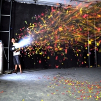 Pistolet à confettis CO2 portable pour DJ avec tuyau d'air de 3 mètres, spécifications UE et US, batterie au lithium rechargeable